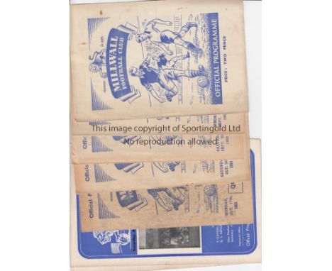 MILLWALL   A collection of 7 Millwall Reserve home programmes all 4 Pagers v Arsenal 1949/50 Charlton, Tottenham 52/53 , Alde