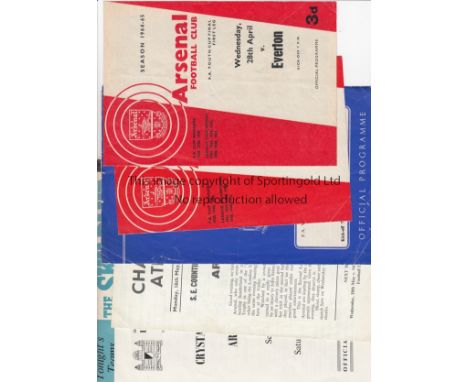 ARSENAL       Six programmes for minor Finals. Home FA Youth Cup Finals v. Everton 64/5 slightly creased and Sunderland 65/6 