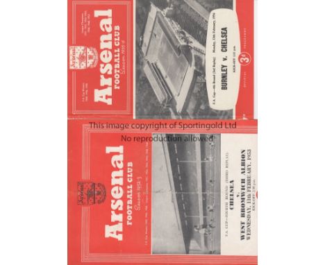 CHELSEA AT ARSENAL      Two FA Cup 3rd Replays played at Arsenal FC v. West Bromwich Albion 11/2/1953, vertical crease and v.