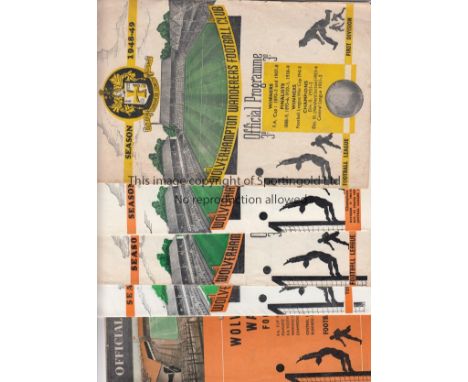 WOLVES   Seven home programmes, 48/9 v West Brom (Cup), 49/50 v Portsmouth (Championship season), 50/51 v Derby, 54/5 v Spart