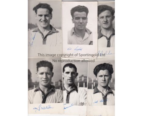 DONCASTER ROVERS  Six black and white head and shoulder postcards all signed in ink to front. All Doncaster players circa 195