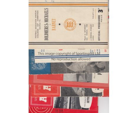 FA AMATEUR CUP SEMI-FINALS AT ARSENAL      Eight programmes: 1947/8 Boldmere St. Michael's v Barnet, score on cover, 1948/9 B