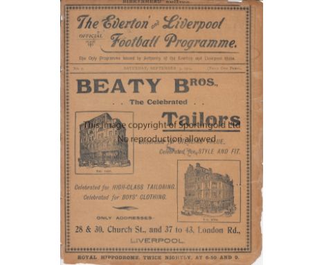 EVERTON - LIVERPOOL -NOTTS COUNTY-GLOSSOP 1904    Issue number 2 of the Everton and Liverpool official programme and rather u