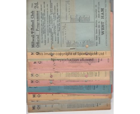 MILLWALL   A collection of 19 Millwall home programmes from the 1947/48 season. 18 League matches (includes Leeds) plus an FA