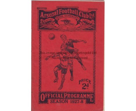 ARSENAL - EVERTON 1927-28   Arsenal home programme v Everton, 28/1/1928, Cup, Everton Championship season, minor fold, slight