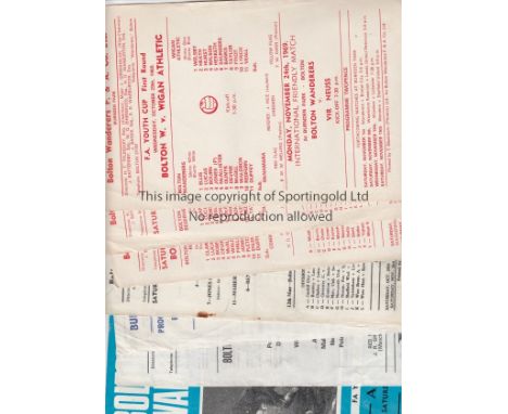 BOLTON   A collection of 9 Bolton Wanderers programmes all single sheets or 4 Pagers - 6 homes and 3 aways 1966-1988 to inclu