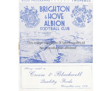 BRIGHTON & HOVE ALB. V ARSENAL 1941     Programme for the London League match at Brighton 6/12/1941 with a slightly rusty sta