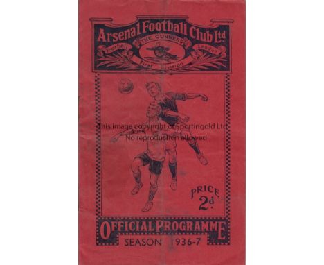 ARSENAL - MAN UTD 1937   Arsenal home programme v Manchester United, 30/1/1937, Cup, folds, rusty staple, some creases and sm