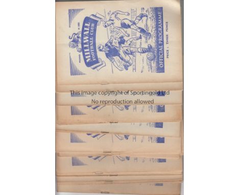 MILLWALL   A collection of 20 Millwall home programmes from the 1951/52 season. All are League matches other than the FA Cup 