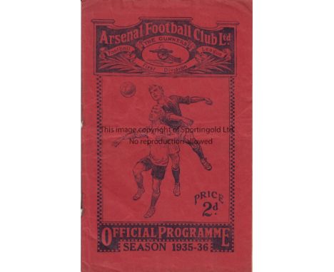 ARSENAL - EVERTON 1935-36   Arsenal home programme v Everton, 25/3/1936, fold, rusty staples.  Fair-generally good