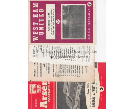 WEST HAM UTD. V ARSENAL      Four programmes for Youth Team matches. At West Ham: London Youth Cup Semi-Final 13/4/1964 folde