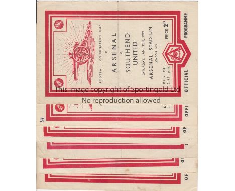 ARSENAL      Six home programmes for Football Combination Cup matches in 1947/8 season including Portsmouth, C. Palace, South