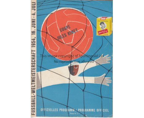 WORLD CUP 1954   Programme Uruguay v Scotland 19th June 1954 in Basel with original advertising insert. Team change/light fol