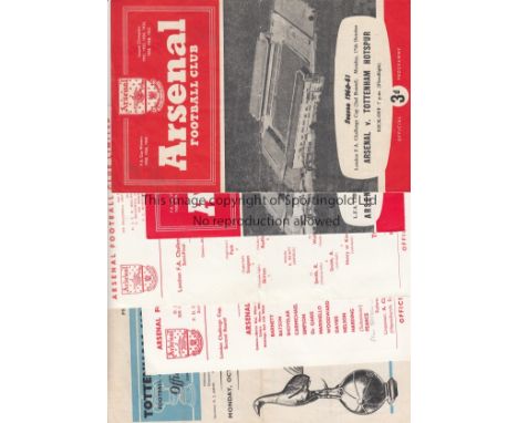 ARSENAL / TOTTENHAM HOTSPUR    Five programmes for London Challenge Cup matches. At Arsenal 17/10/1960 slightly creased, 30/1