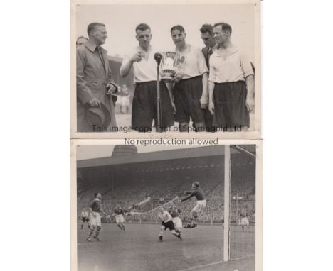 1946 CUP FINAL    Two genuine press photographs , each measures 8" x 6", one showing match action from the 1946 Cup Final in 