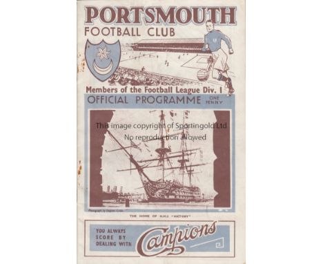 PORTSMOUTH   Programme Portsmouth v Grimsby Town 25th April 1936. some light ageing. Fair to generally good   