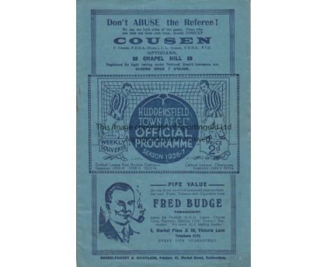 HUDDERSFIELD / SHEFFIELD UTD 1927  Programme Huddersfield Town v Sheffield United April 9th 1927. Light vertical fold.      G