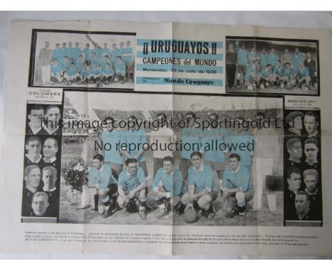 1930 WORLD CUP   Two items covering the initial World Cup held in Uruguay 1930. A large colour team group of Uruguay  Campeon