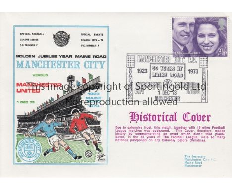 MAN CITY - MAN UTD 1973     Dawn First Day Cover issued to commemorate 50 years of Football at Maine Road, issued for City v 