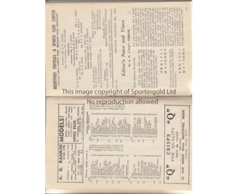 BRENTFORD      A bound volume of home programmes missing the red outer covers for 1950/1 season including only first team Lea