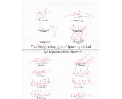 BLACKBURN ROVERS   Fold over autograph card  for Blackburn Rovers autographs, Blackburn v Nottm Forest, 5/9/92, Blackburn won
