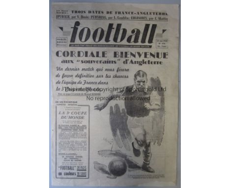 FRANCE V ENGLAND 1938      Friendly played 25 May 1938 at Parce des Princes, Paris. Very rare French FA 12-page newspaper sty