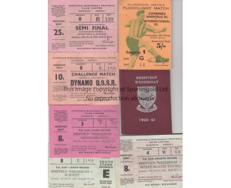 SHEFFIELD WEDNESDAY     Season ticket book 1960-61 South Stand Seat plus six match tickets, Wednesday v Middlesbrough 9/1/60 