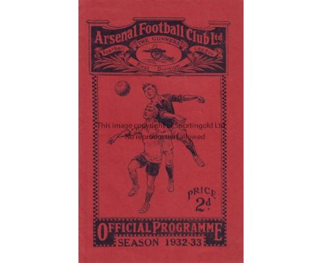 ARSENAL - EVERTON 1932-33  Arsenal home programme v Everton 24/9/1932, staples removed but included, slight folds.  Generally
