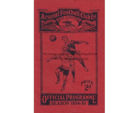 ARSENAL - EVERTON 1934  Arsenal home programme v Everton, 3/11/1934, staples removed but enclosed separately, slight folds.  