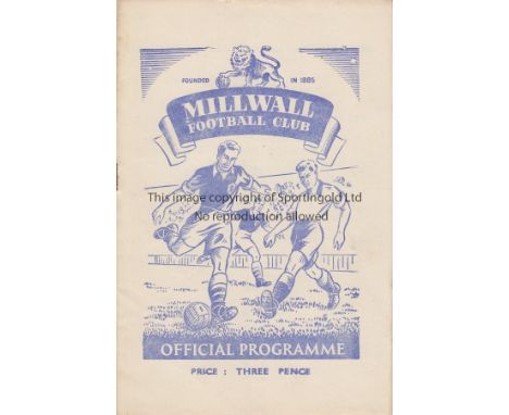 MILLWALL/DUNDEE UNITED          Programme Millwall v Dundee United Festival of Britain 12th May 1951. 2 Team changes in penci