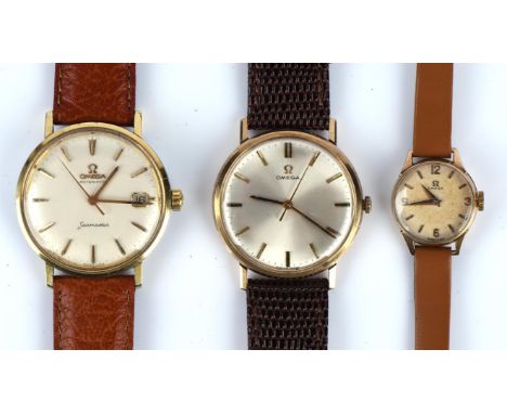Omega a Ladies Gold wristwatch, the signed dial with baton hour markers,fitted with a calibre 245 17 jewel manual wind moveme