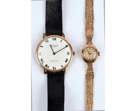 Accurist, A Ladies gold wristwatch,the signed dial with baton and Roman numeral hour markers, fitted with a manual wind movem