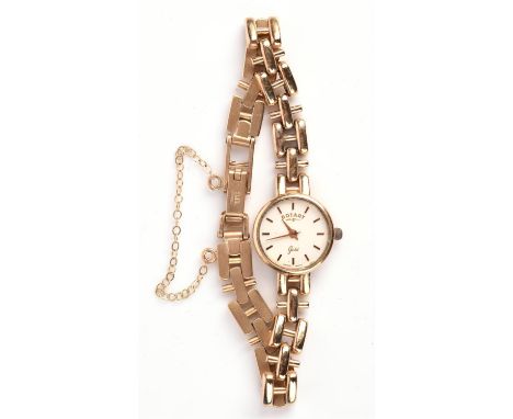 Ladies Rotary gold wristwatch, round white dial, with original box,  case and bracelet in 9 ct yellow goldCondition Report:  