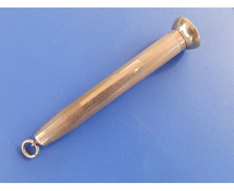 A late Victorian 9ct gold cigar piercer with engine turned decoration by S. J. Rose - hallmarked for Birmingham 1897,  2.6" c