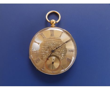 A Swiss 18K gold pocket watch by Julien of Geneva, subsidiary seconds - 2529 , 1.8" diameter - a/f