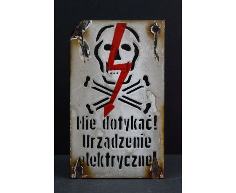 A small reproduction WW2 Polish enamel warning sign.