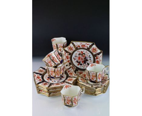 19th century Wileman &amp; Co (pre Foley &amp; Shelley) Tea Ware in the Square QA shape and Japan pattern comprising Five Tea