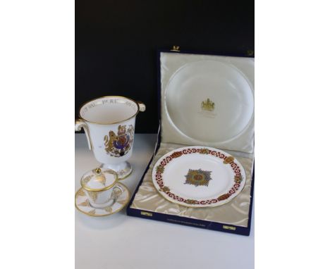 Spode Commemorative ' Prince of Wales ' Investiture Goblet, no. 78/250, 21cms high together with Spode ' The Wallace Collecti