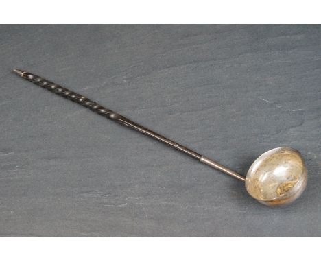 A sterling silver Scottish toddy ladle inset with George II 1758 sixpence.