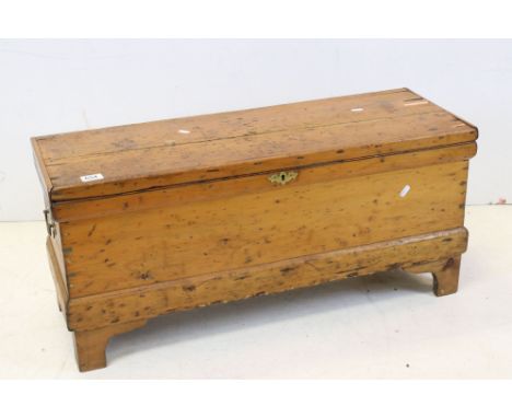 Early 19th century Pine Tack / Tool Box raised on bracket feet, 88cms long x 39cms high 