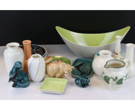Collection of approximately 18 pieces of Poole Pottery including Animals, Dishes, Vases, Jugs and Plates 