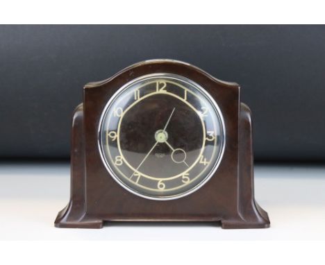 Art Deco ' Smiths Electric ' Bakelite Cased Mantle Clock, 14cms high 