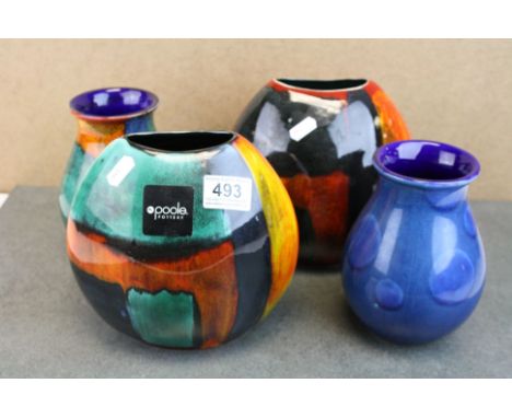 A collection of four Poole pottery vases to include two Venetian examples. 