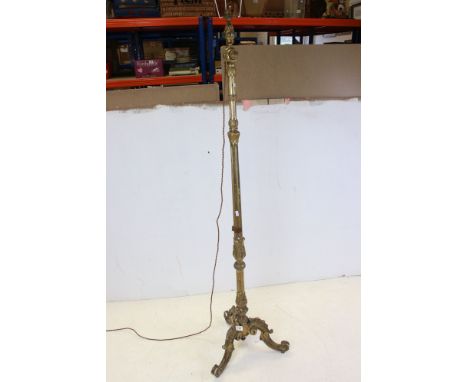 Giltwood and Gesso Standard Lamp with acanthus leaf carved column and three and scrolled carved legs, 162cms high 
