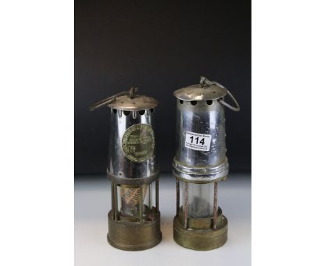 Two Miner's Lamps, one being an Eccles 'The Protector Lamp &amp; Lighting Co Ltd, Type 6 ', 24cms high 