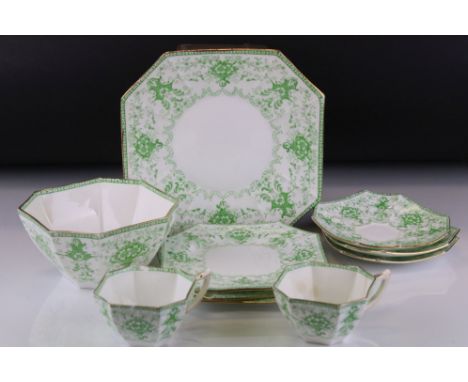 Early 20th century Wileman &amp; Co ' The Foley China ' (pre-Shelley) Tea Ware in the Antique Square or Queen Anne shape comp