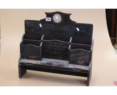 Late 19th / Early 20th century Wooden Advertising Leaflet Display Rack, marked with various different buisnesses, 52cms wide 