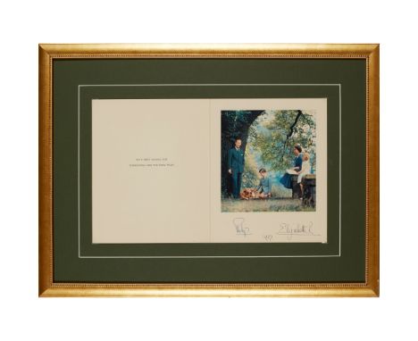 Elizabeth II, Queen of the United Kingdom &amp; the Duke of Edinburgh Signed Christmas Card with a photograph showing the Que