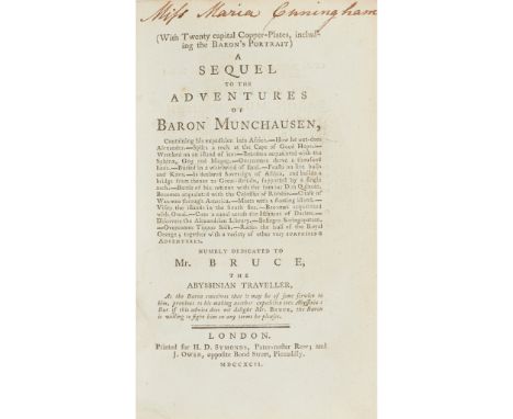 Raspe, Rudolf Erich A Sequel to the Adventures of Baron Munchausen London: H.D. Symonds, 1792. 12mo, engraved portrait fronti