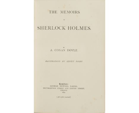 Detective Fiction - Doyle, A. Conan The Adventures of Sherlock Holmes London: G. Newnes, 1894. Third edition, 8vo; Doyle, A. 